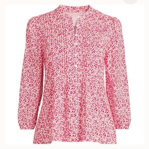 Lands’ End Women's Lightweight Jersey Button Pintuck Top